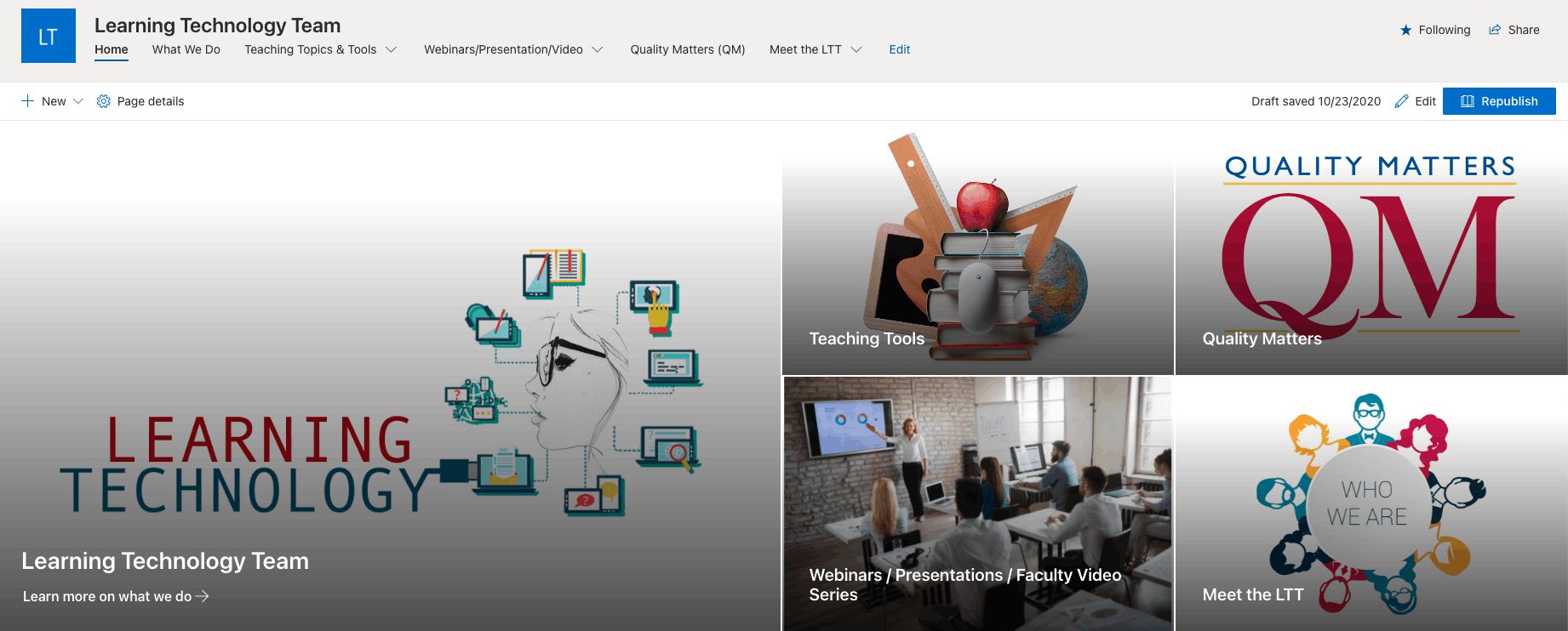 Learning Technology Team Sharepoint 
